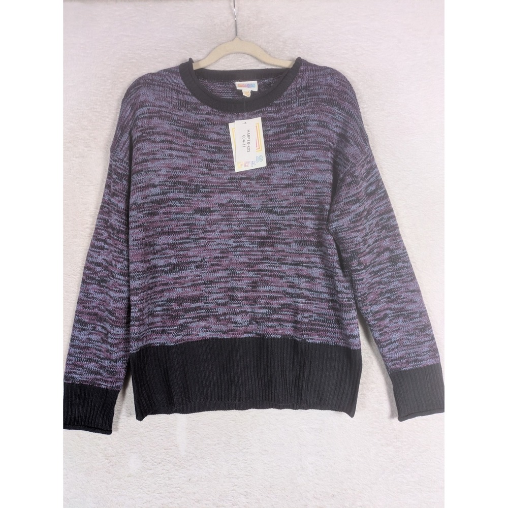 NEW LuLaRoe Harper Sweater Women's XXS Purple Space Dye Acrylic Pullover